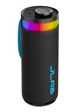 Portable RGB Bluetooth Speaker in Black with Blue Accents - JLab